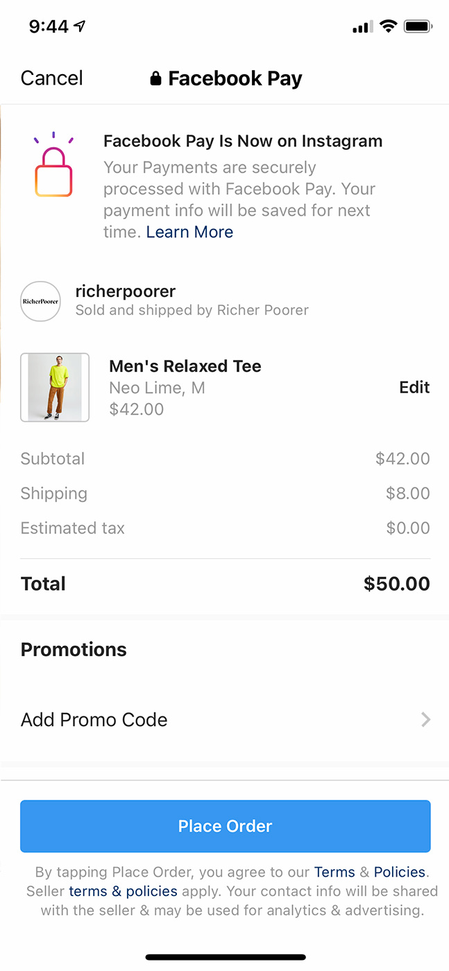 instagram checkout example 3