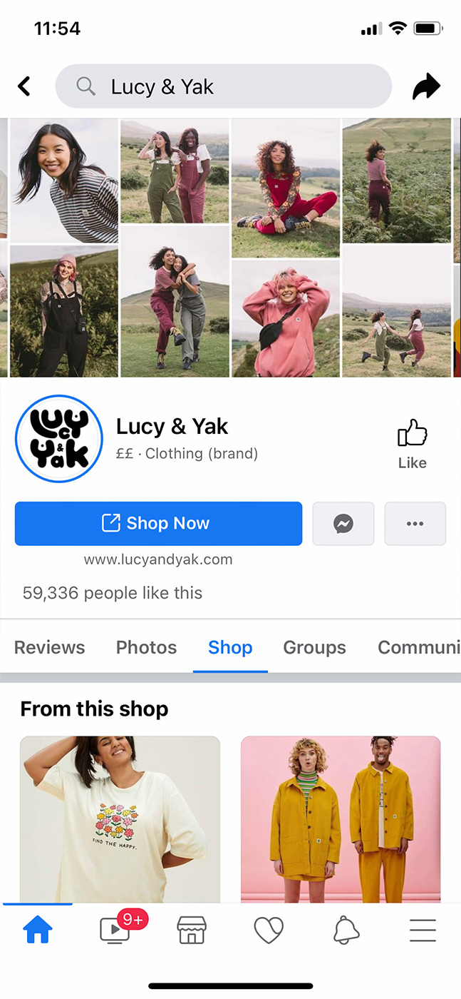 facebook shops lucy yak example