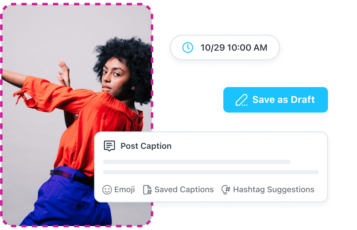 Draft Instagram posts and captions and schedule them when you’re ready with draft posts