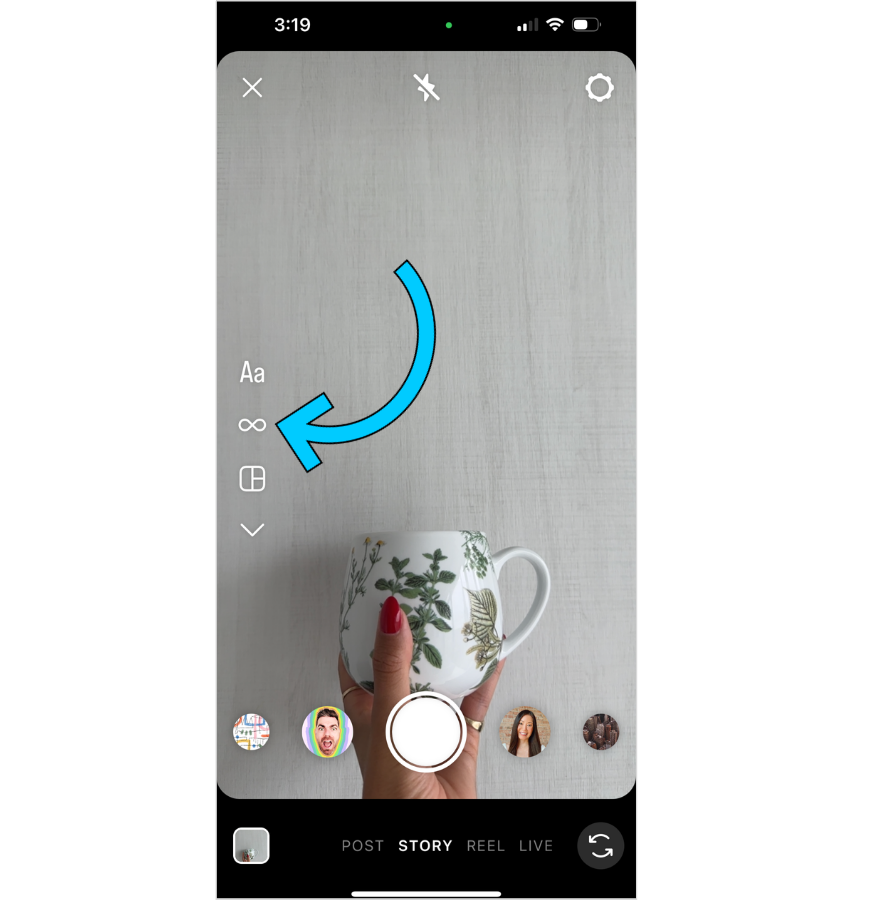 Instagram boomerang access through stories