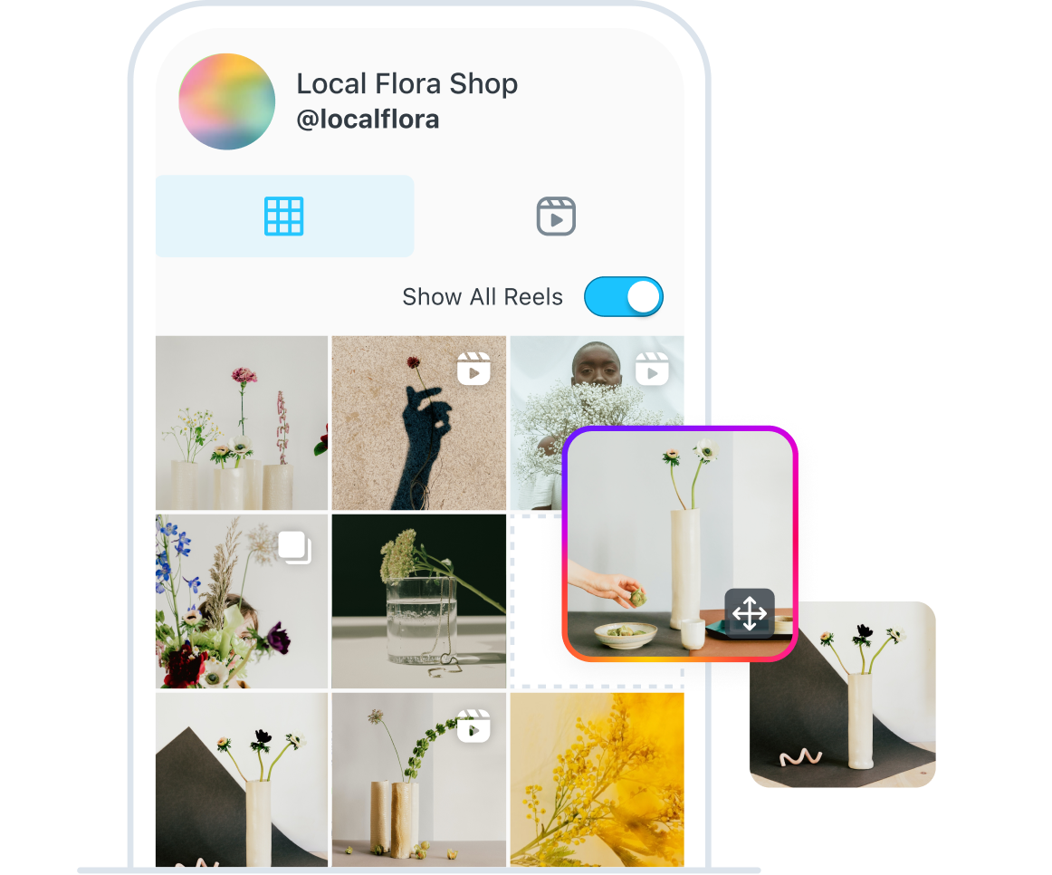 Drag and drop your scheduled Instagram posts and preview your feed with the Visual Planner in the Later app