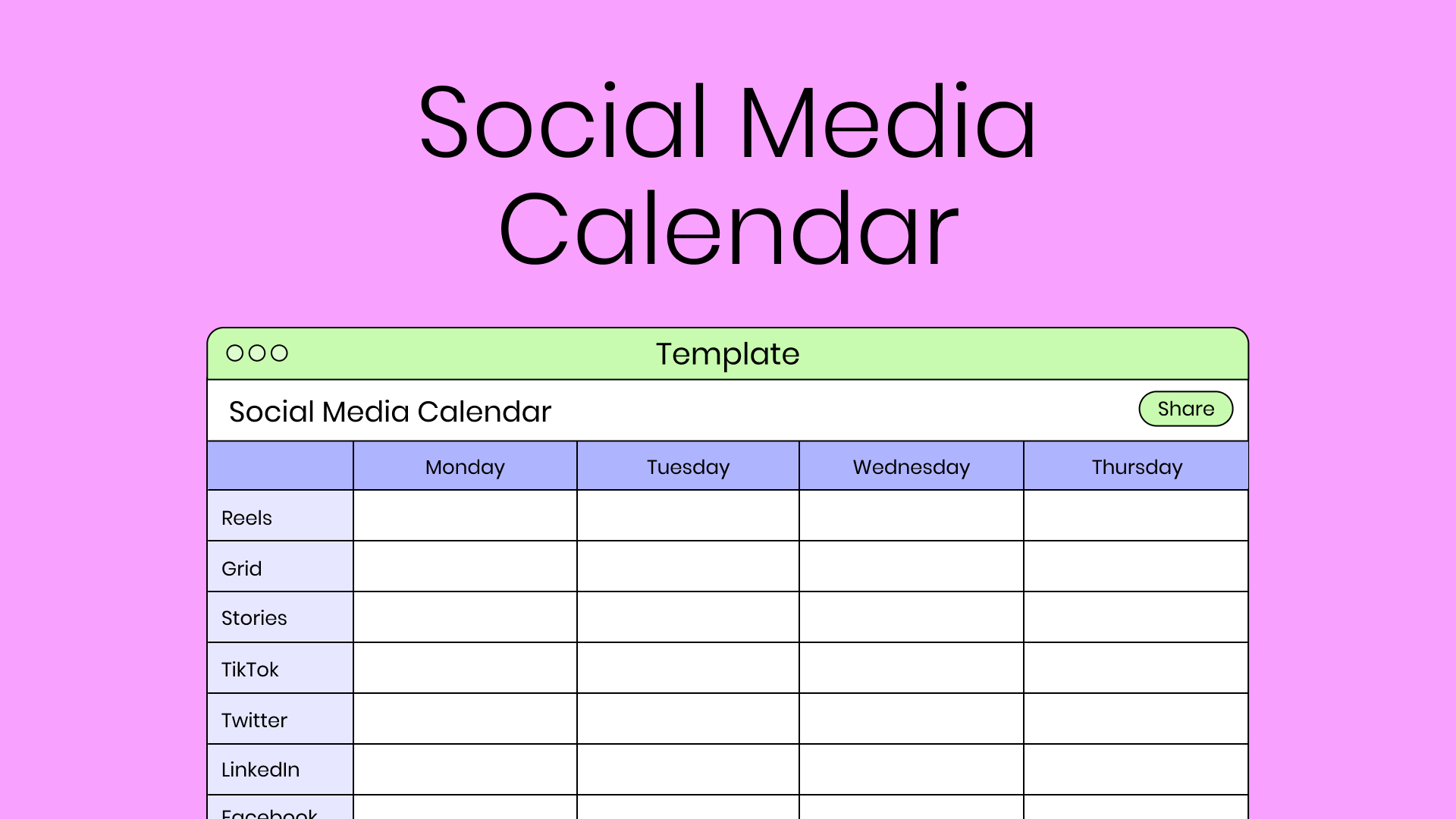 Decorative thumbnail image for the Later social media content calendar template