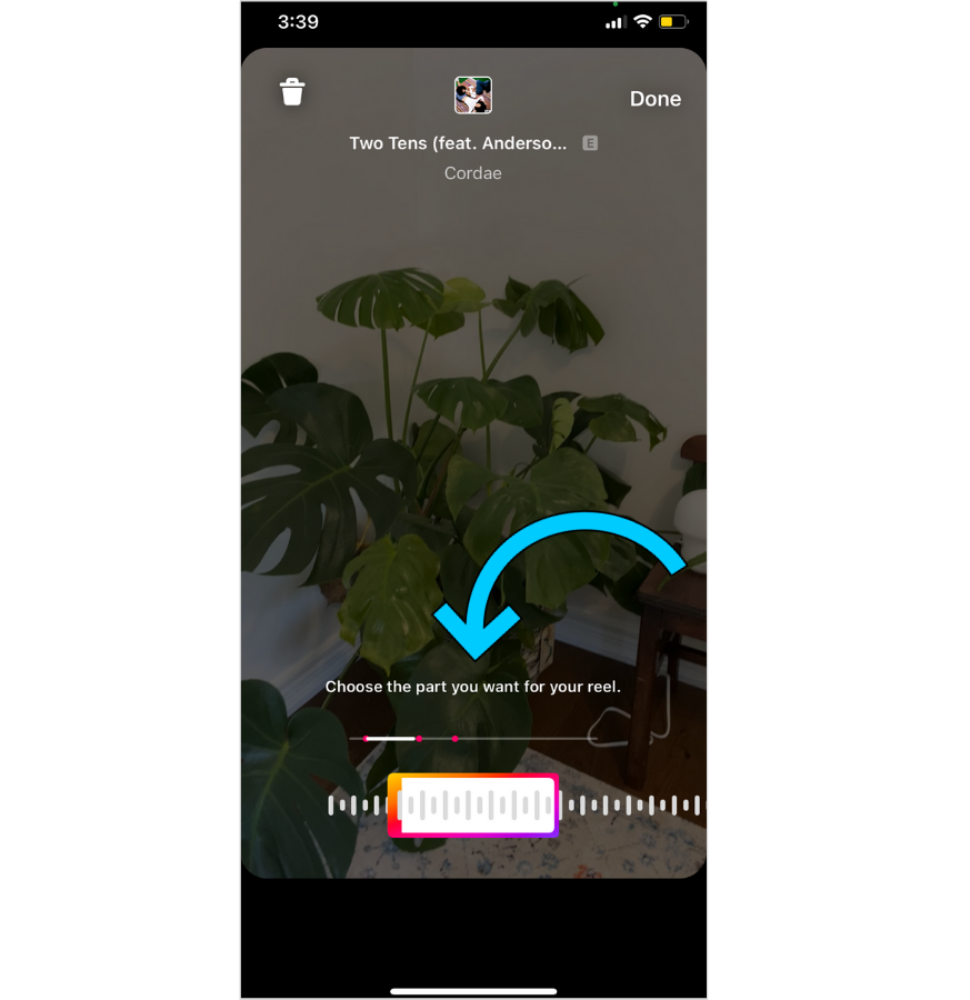 How to select a part of a song when making an Instagram Reel. 